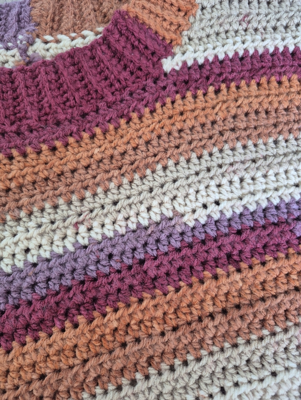 Handmade Hand Crocheted Women's Boho Cottagecore Striped Sweater Size M/L - Picture 5 of 5